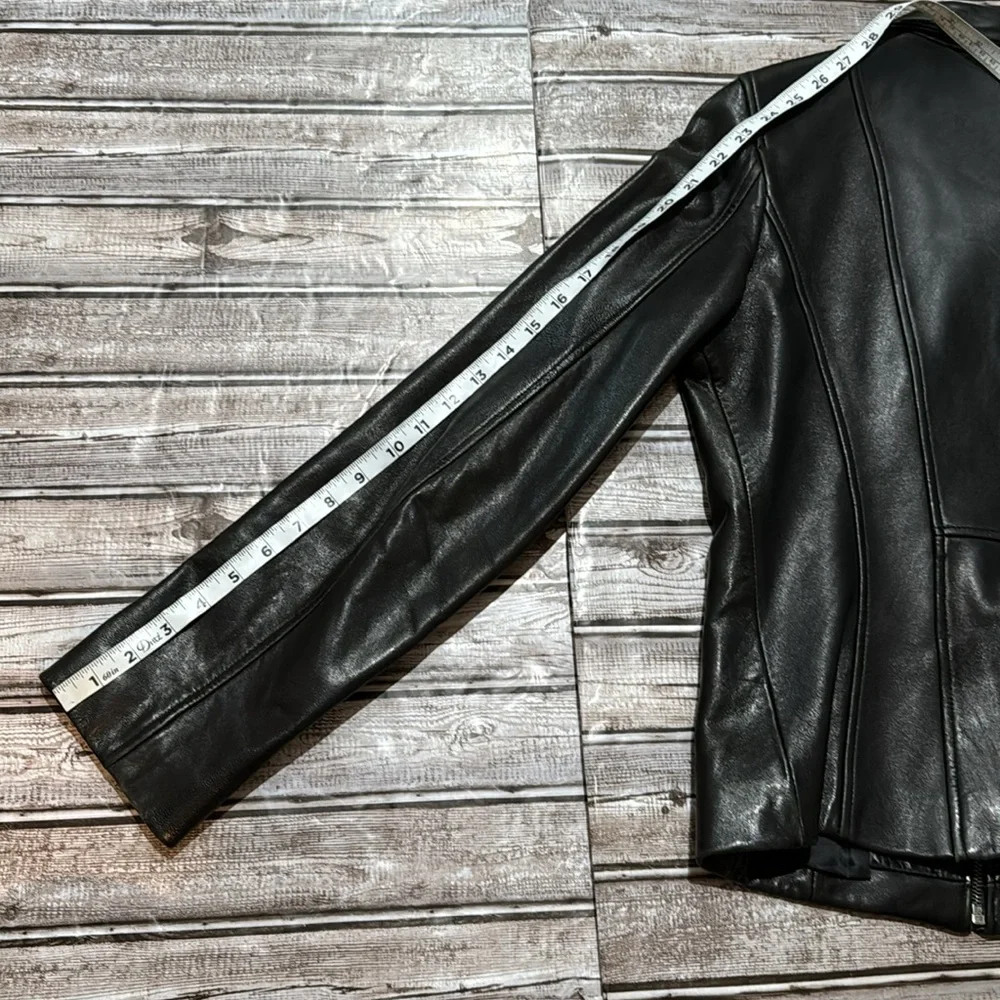 LNR Vintage Black Soft Leather Lined Pockets Zip Up Jacket Small - Picture 14 of 16